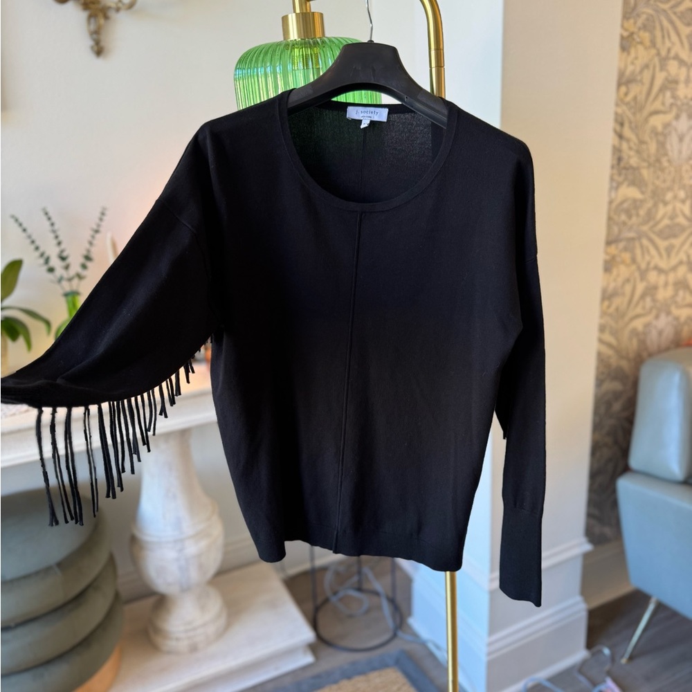 J. Society Black Fringe Sweater